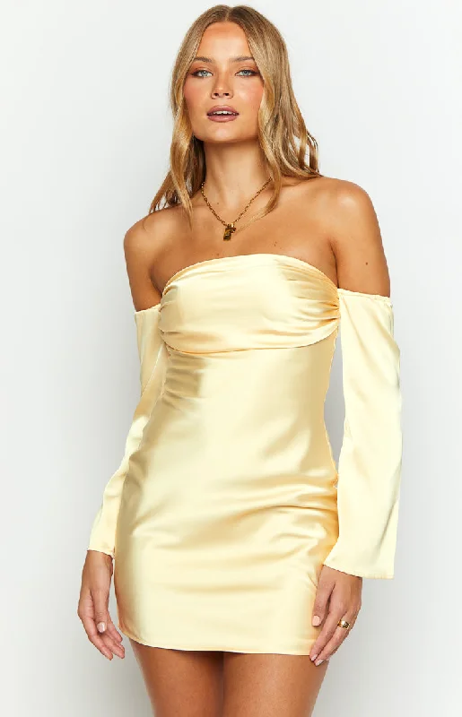 Blowout Sale Lita Yellow Satin Mini Dress