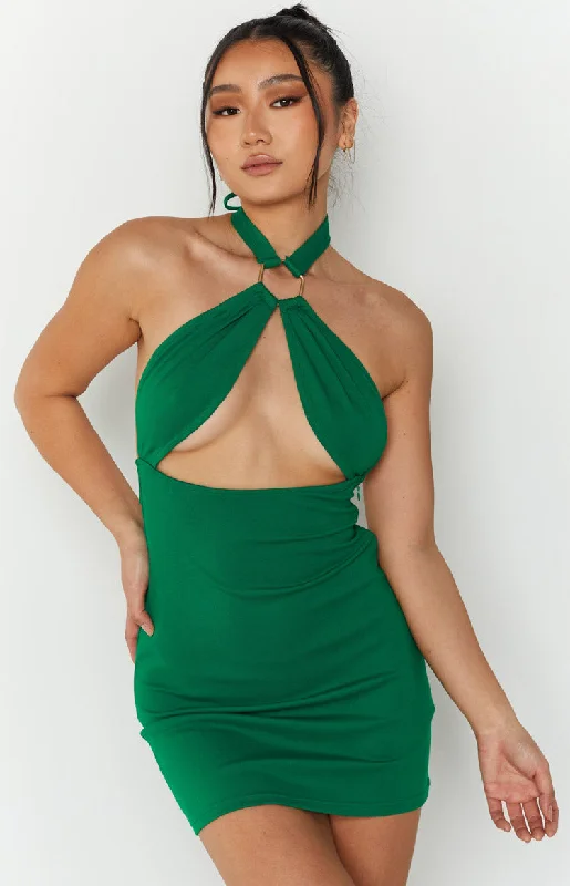 Deep Discounts Armelle Green Halter Neck Mini Dress