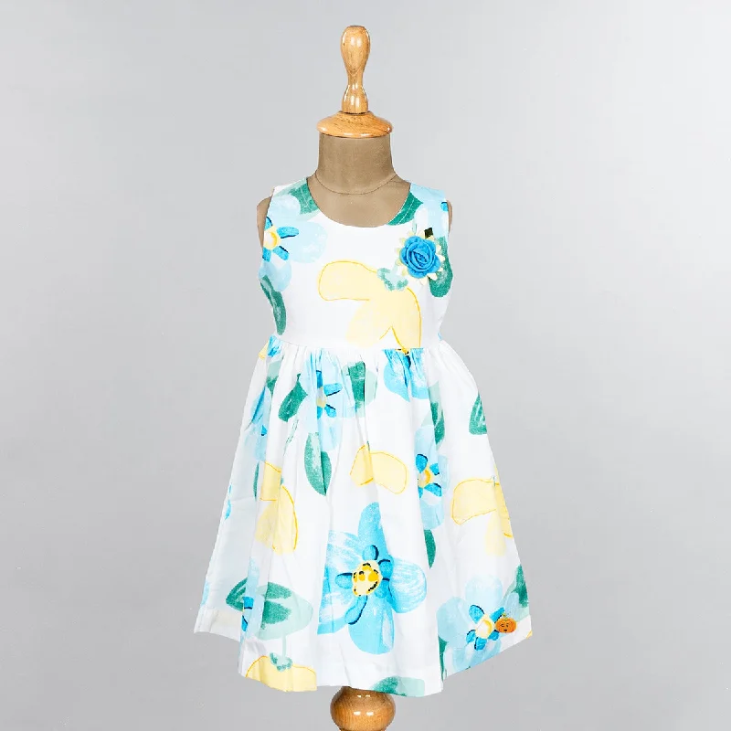 Unbeatable Prices Flower Printed Cotton Frock for Girls