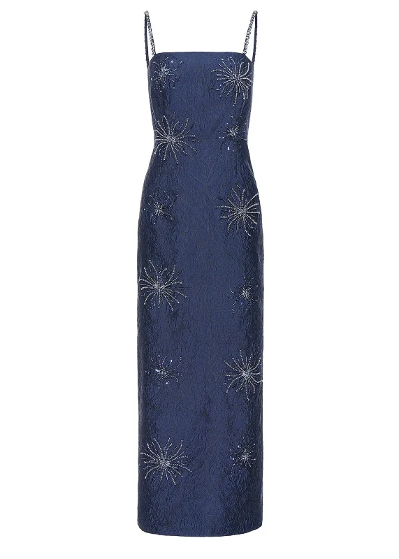 Can't Be Beat Astra Dress Periwinkle Embellished Jacquard