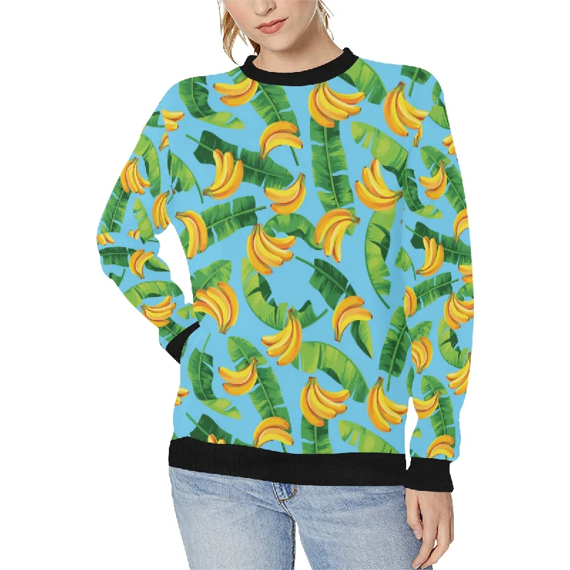 Weekend Flash Sale banana leaves banana design pattern Women's Crew Neck Sweatshirt