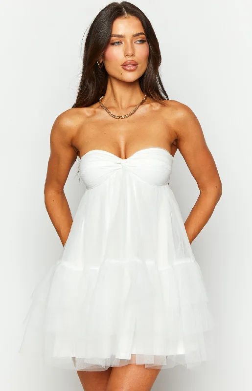 Great Deals Amba White Strapless Mini Dress