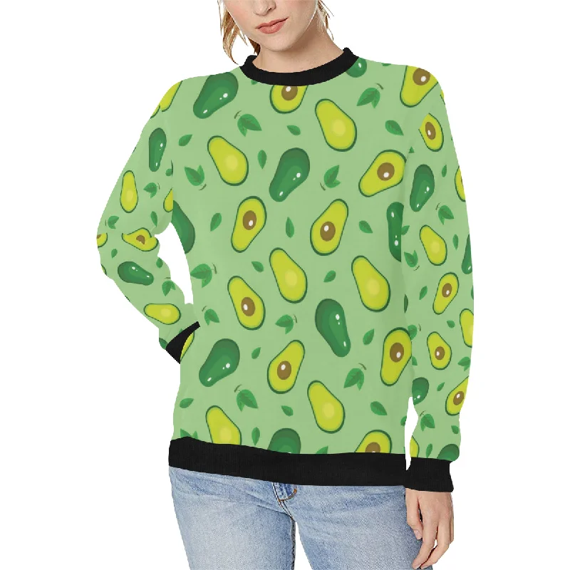 Price Blitz Avocado pattern green background Women's Crew Neck Sweatshirt