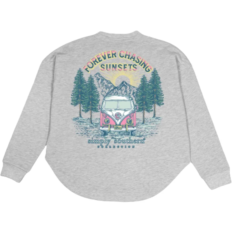 Bonus Savings Simply Southern Ladies 'Forever Chasing Sunsets' Grey Pullover Sweatshirt FOREVER-STONE