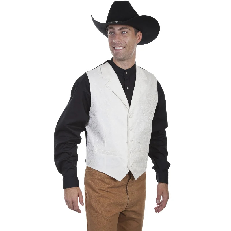 Special Offer Scully Men's Classic Paisley Cream Western Vest RW093-CRM