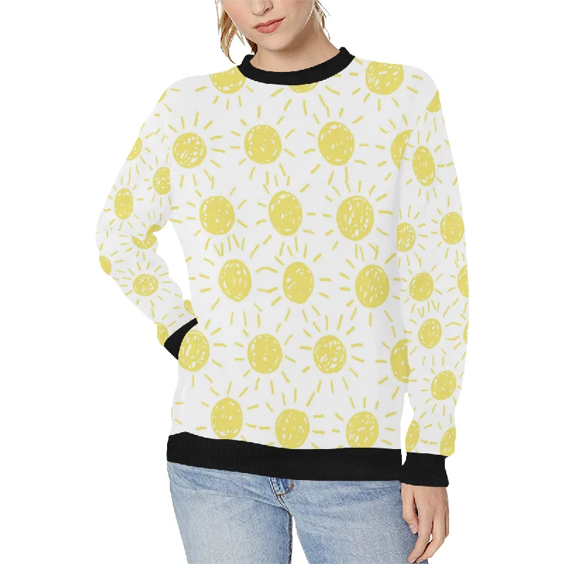 hand drawn sun pattern Women's Crew Neck Sweatshirt