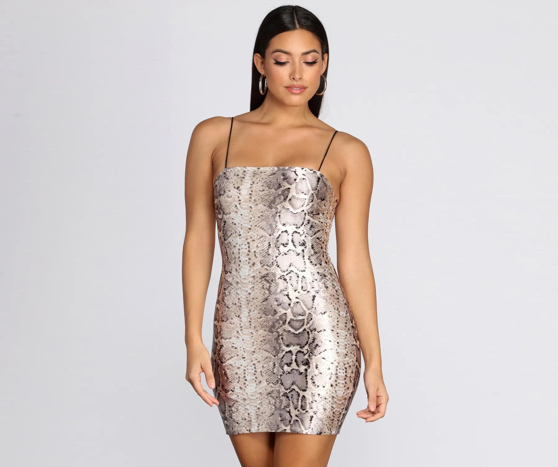 Satin Snake Print Mini Dress