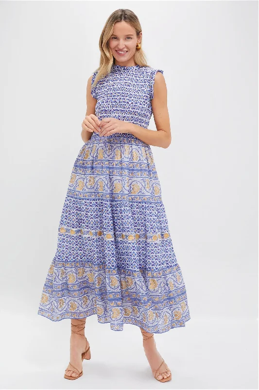 Veranda Blue Sleeveless Smocked Maxi Dress