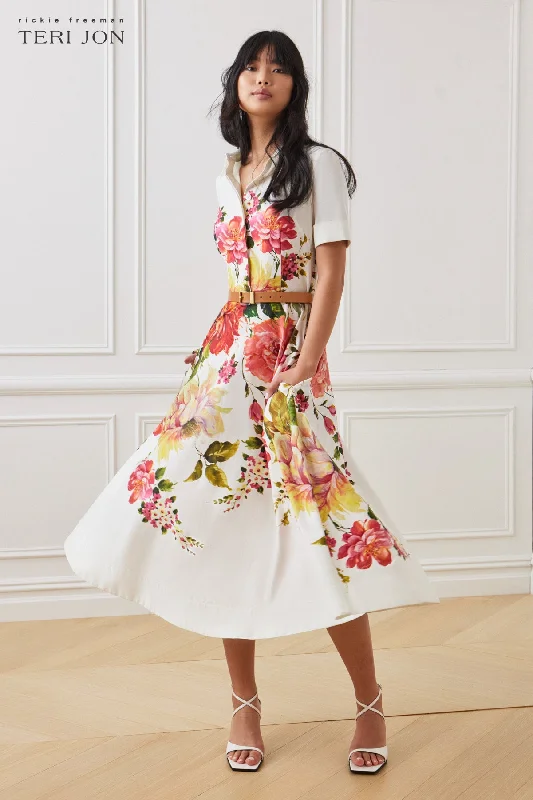 The Best Prices Floral Border Print Shirt Dress