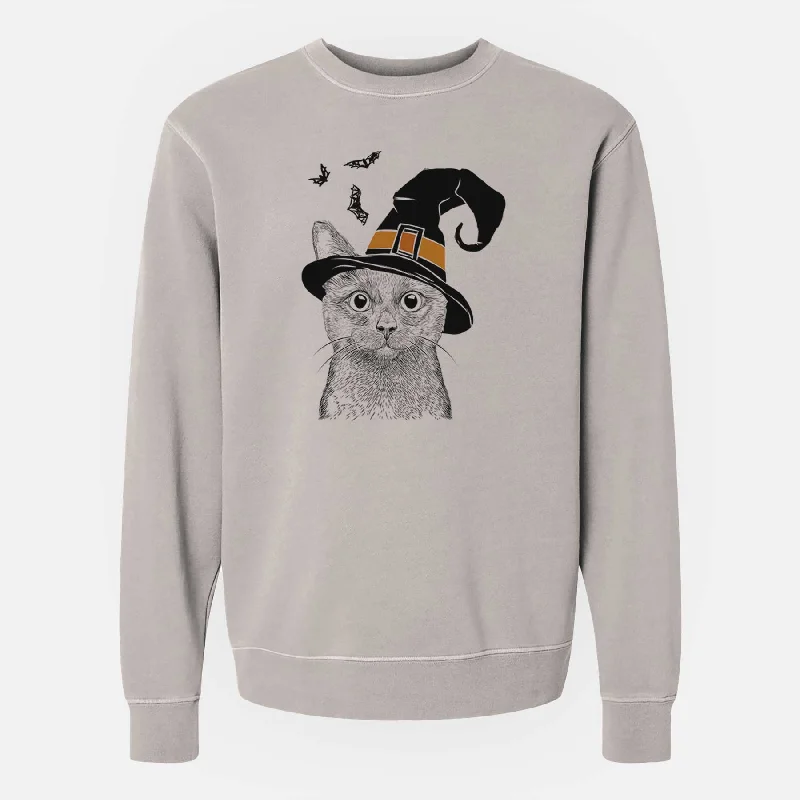 Witch Shadow the Black Cat - Unisex Pigment Dyed Crew Sweatshirt