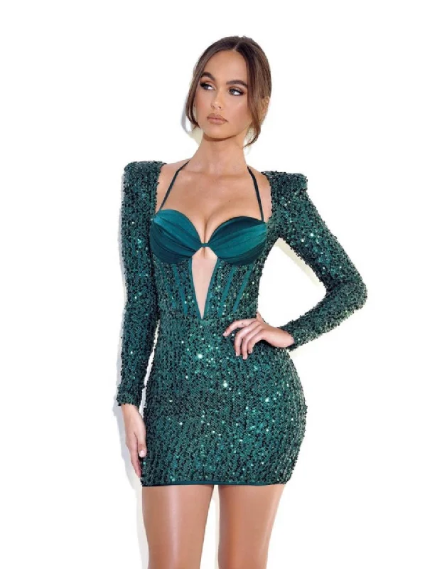 Special Price MELINA EMERALD SEQUIN DRESS