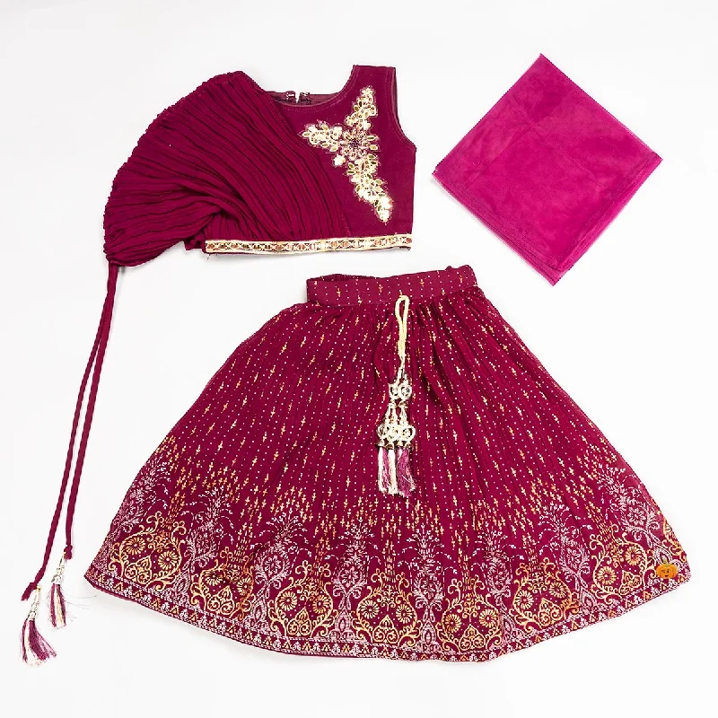Bargain Blast Wine Lehenga Choli for Girls