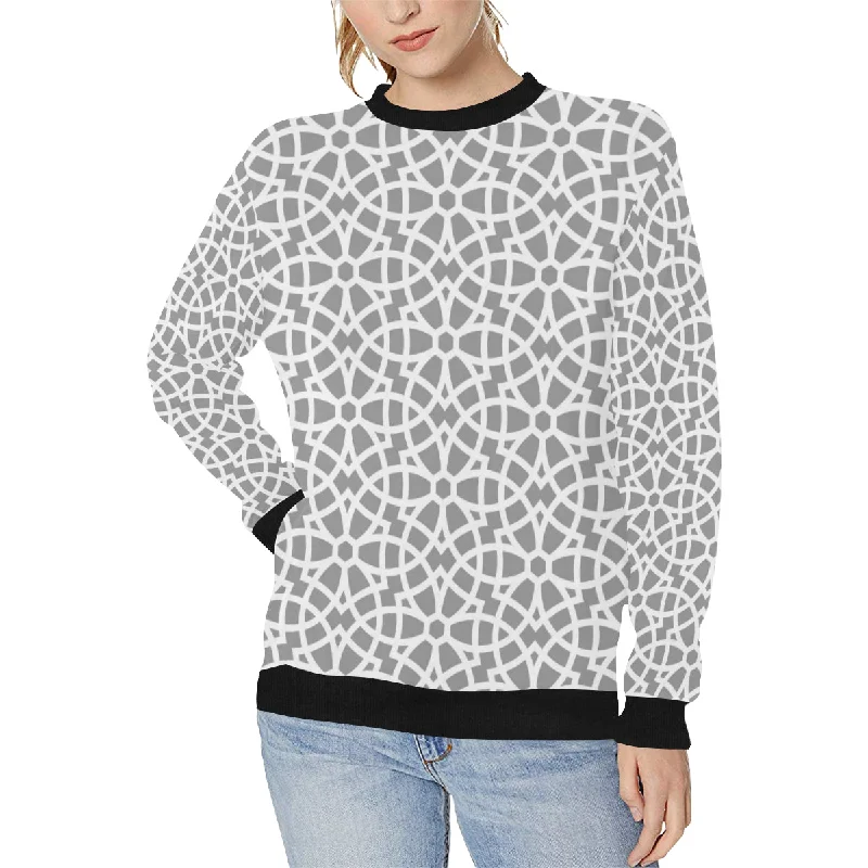 Discount Deals arabic gray pattern Women's Crew Neck Sweatshirt