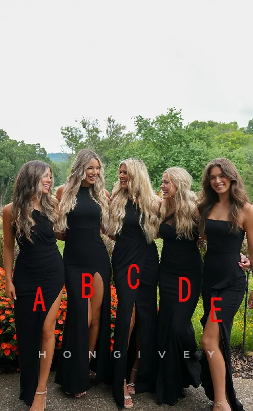 Lowest Prices HB044 - Sexy Satin Fitted Different Styles Cheap With Side Slit Floor-Length Prom Party Bridesmaid Dress Lowest Prices HB044 - Sexy Satin Fitted Different Styles Cheap With Side Slit Floor-Length Prom Party Bridesmaid Dress