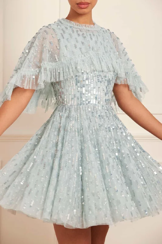 Fantastic Deals Sequin Dash Cape Micro Mini Dress
