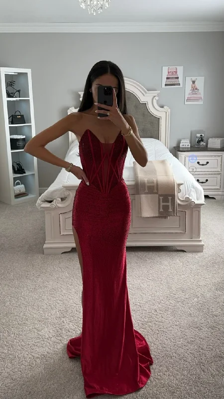Super Savings STRAPLESS HOT STONES CORSET GOWN