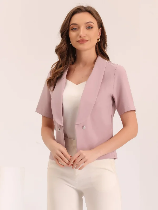 Massive Deals Casual Shawl Collar Open Front Cardigan Short Sleeve Work Blazer