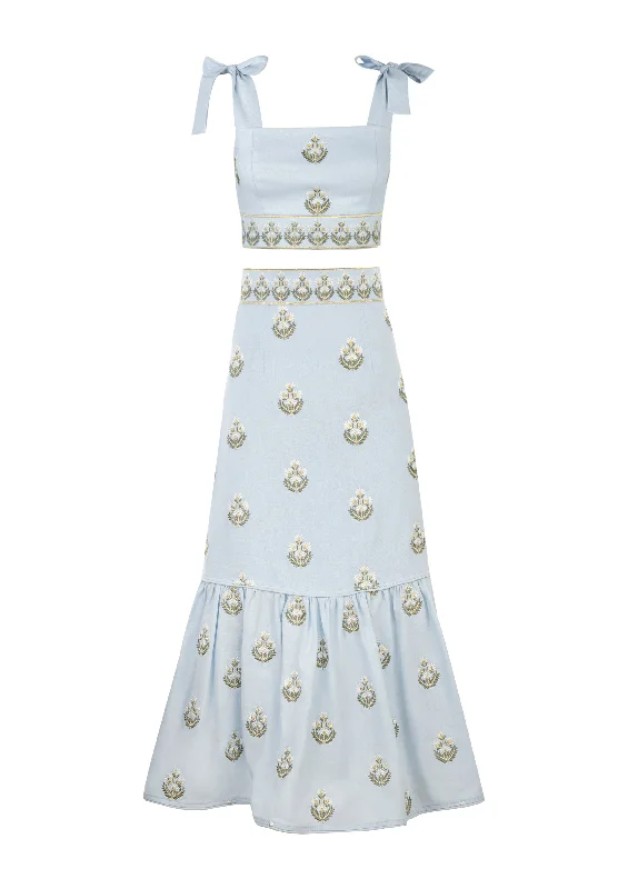 Final Markdown Begum Set in Light Blue & White