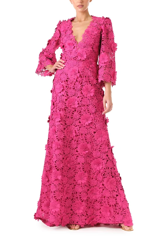 Closeout Sale Bell Sleeve Lace Gown