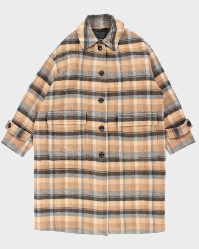 Banana Republic Wool Blend Oversized Plaid Overcoat - S