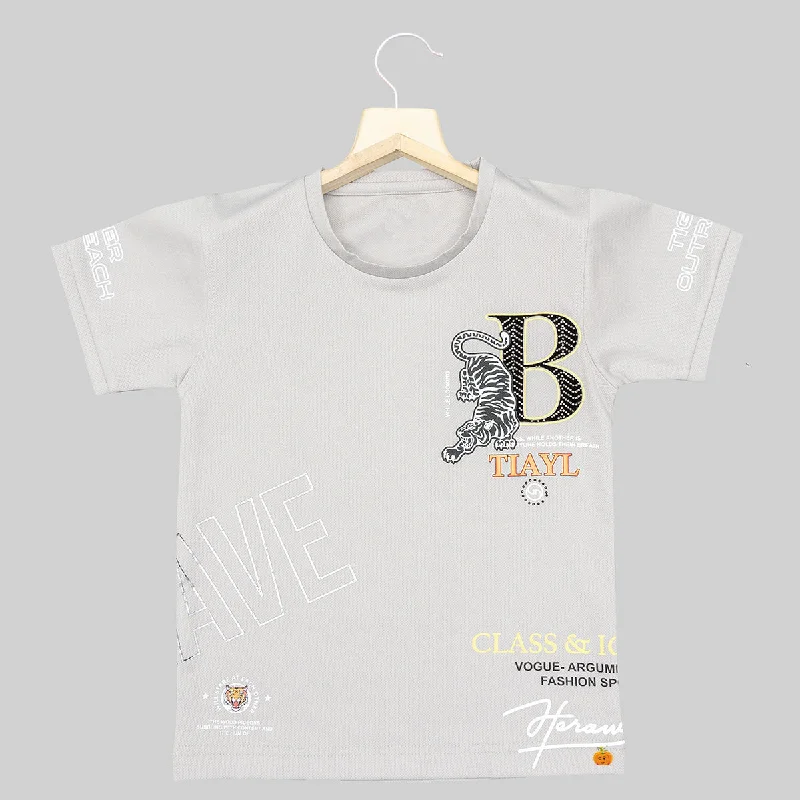Closeout Light Grey Half Sleeves T-shirt for Boys