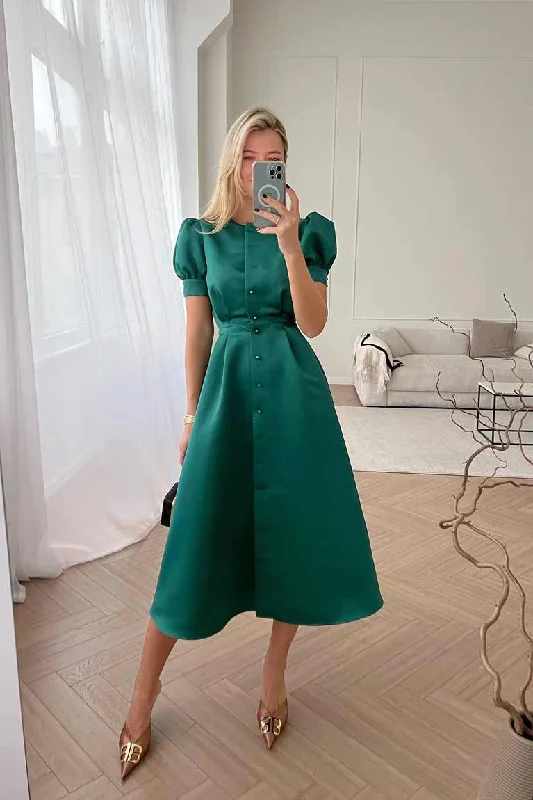 Last Chance Button Front Midi Dress