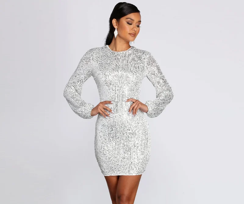 Long Sleeve Sequin Mini Dress