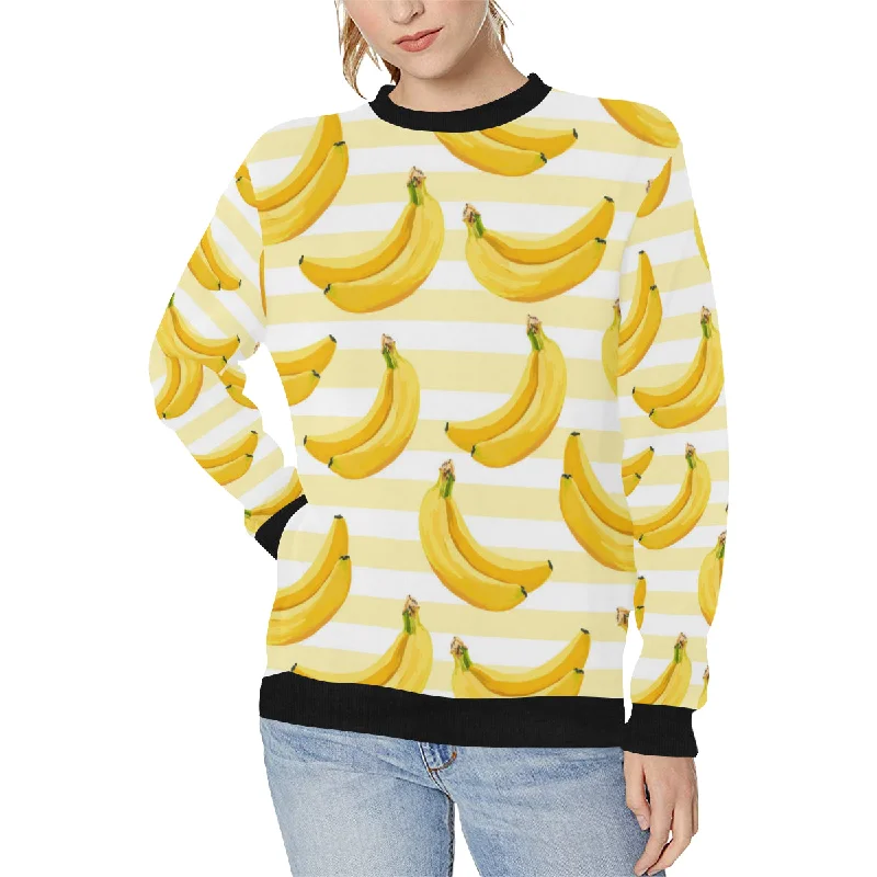 While Supplies Last Banana pattern blackground Women's Crew Neck Sweatshirt