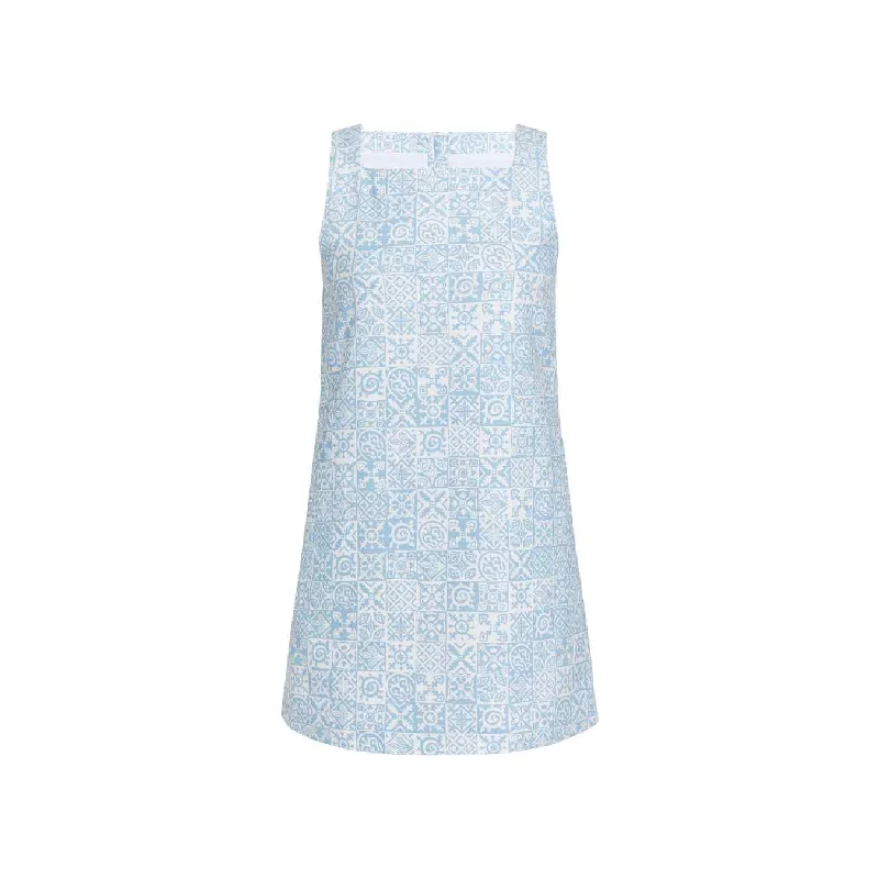 Online Specials Classic Mini Shift Dress in Blue Checkerboard