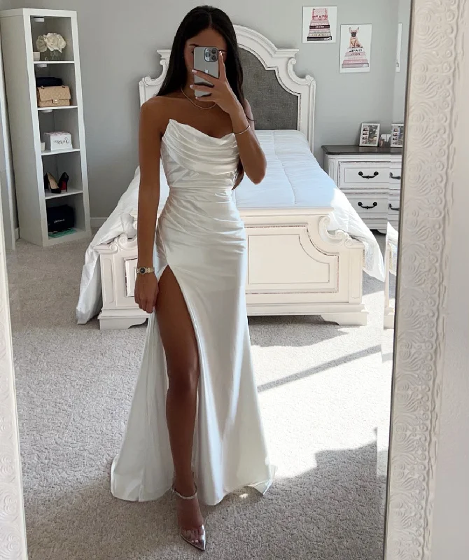 Shop and Save OFF WHITE ASYMMETRICAL SATIN GOWN