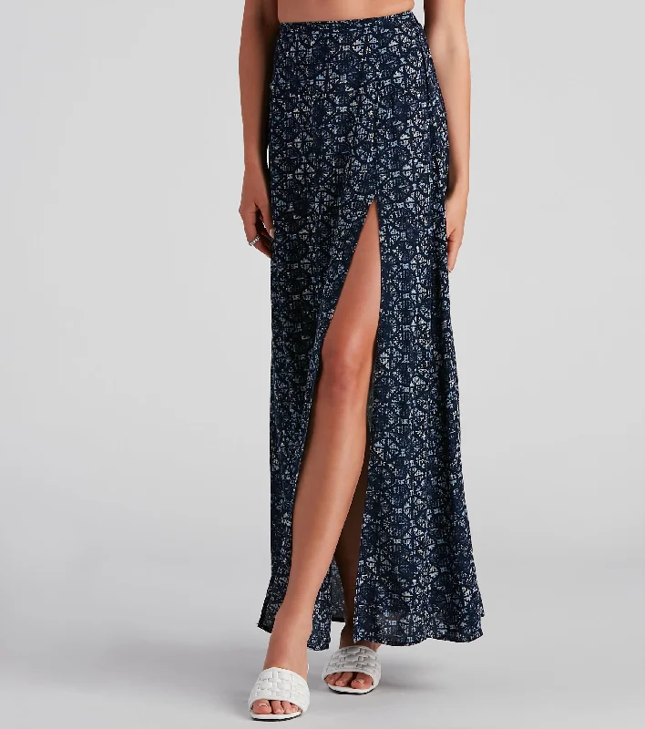 Kaleidoscope Boho Slit Maxi Skirt