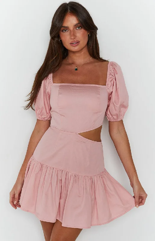 Doorbuster Deal Melea Pink Puff Sleeve Mini Dress