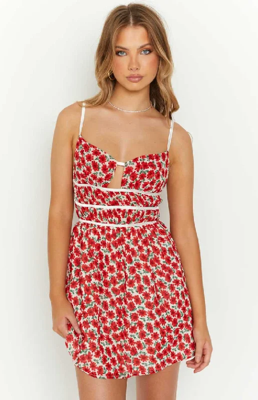Today's Special Kandi Red Floral Mini Dress