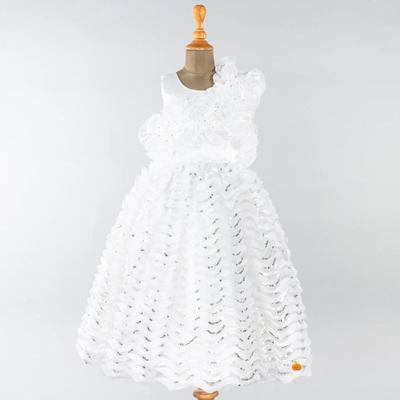 Buy Now White Flower Frill Girls Gown