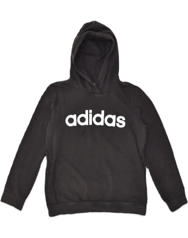 ADIDAS Womens Graphic Hoodie Jumper UK 16/18 Large Black Cotton