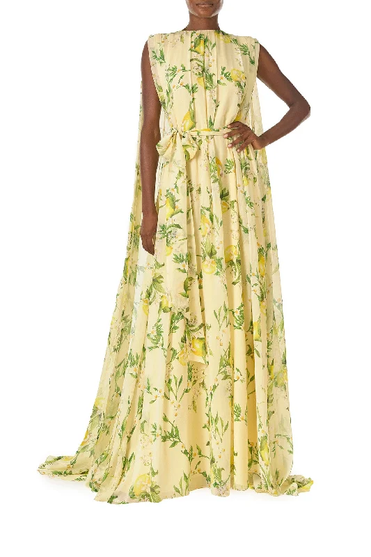 Price Blitz Lemon Print Georgette Gown