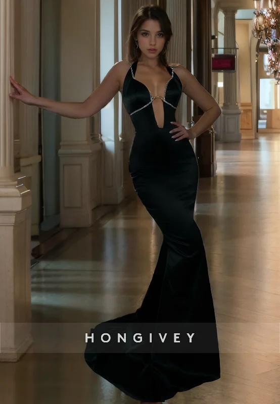 Quick Sale L0935 - Couture Long V-Neck Train Halter Crystal Beaded Evening Prom Party Dress Quick Sale L0935 - Couture Long V-Neck Train Halter Crystal Beaded Evening Prom Party Dress
