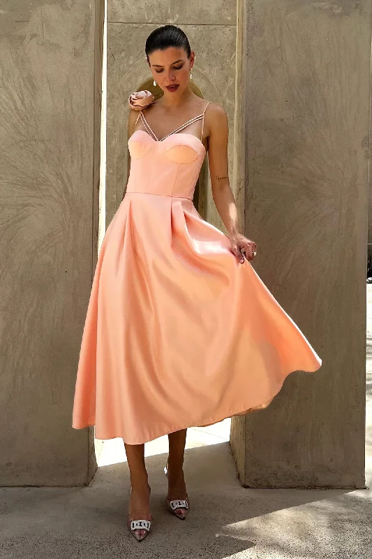Savings Spectacular Rose Detail Bell Corset Midi Dress