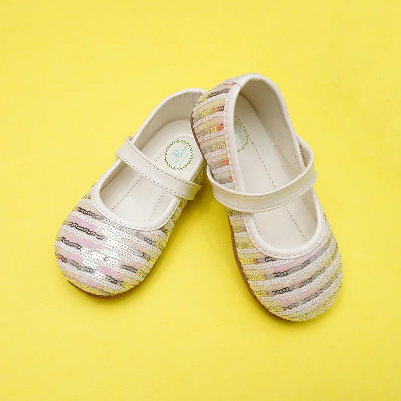 Shop and Save White Sequin Booties for Baby Girl
