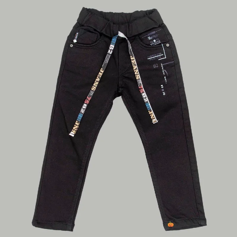 New Deals Black Elastic Waist Boys Jeans