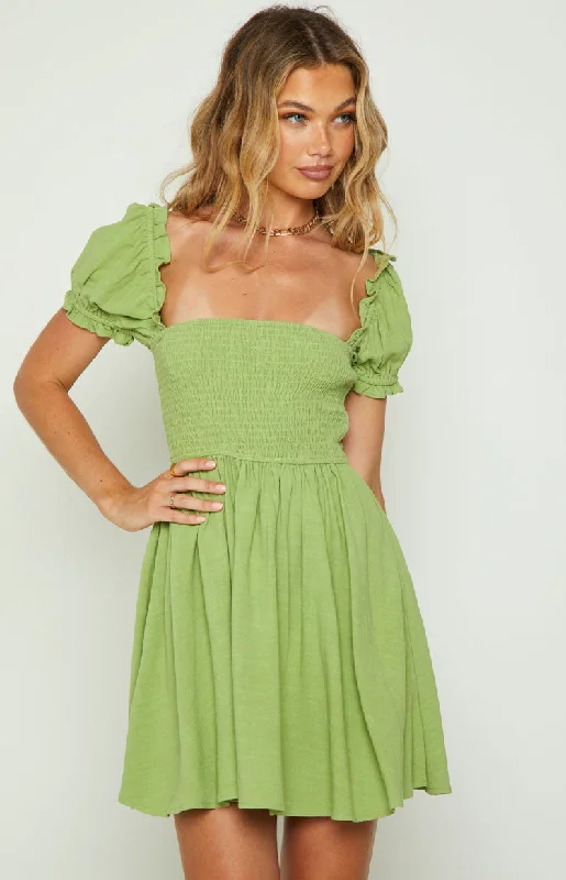Savings Galore Kharis Green Mini Dress