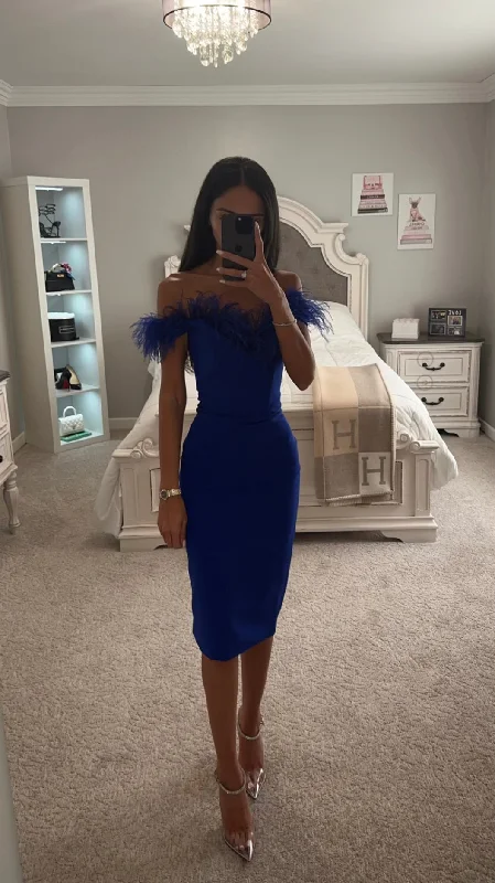 Deep Discounts FIONA FEATHER CORSET MIDI DRESS