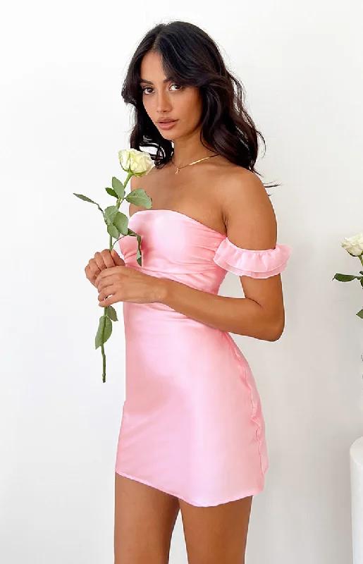 Friends and Family Sale Silvia Pink Satin Mini Dress