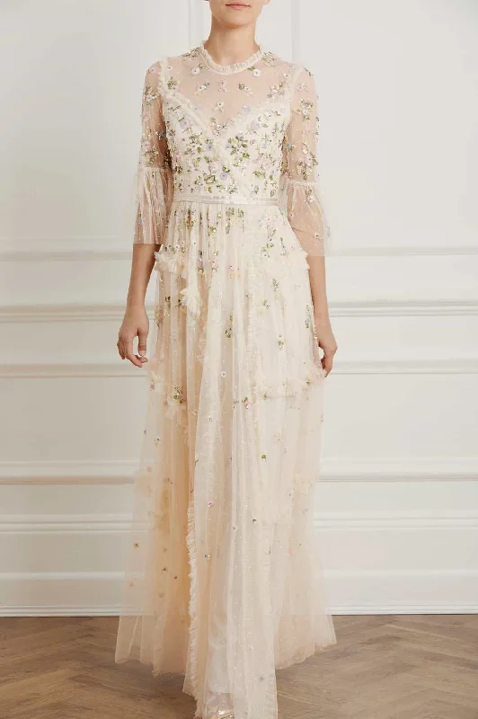 Bonus Savings Shimmer Ditsy Long Sleeve Gown