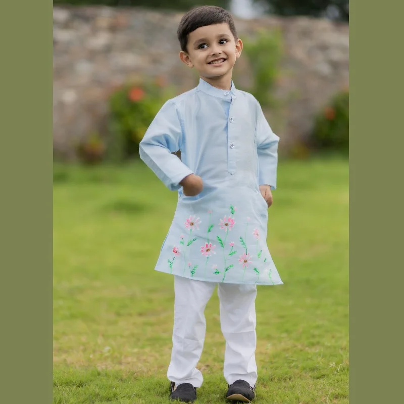 Massive Deals Handmade Flower Print Boys Kurta Pajama