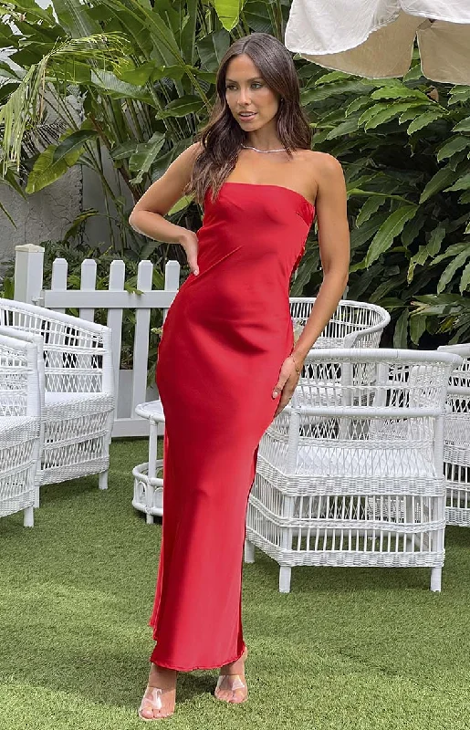 Bargain Prices Cassander Red Strapless Maxi Dress