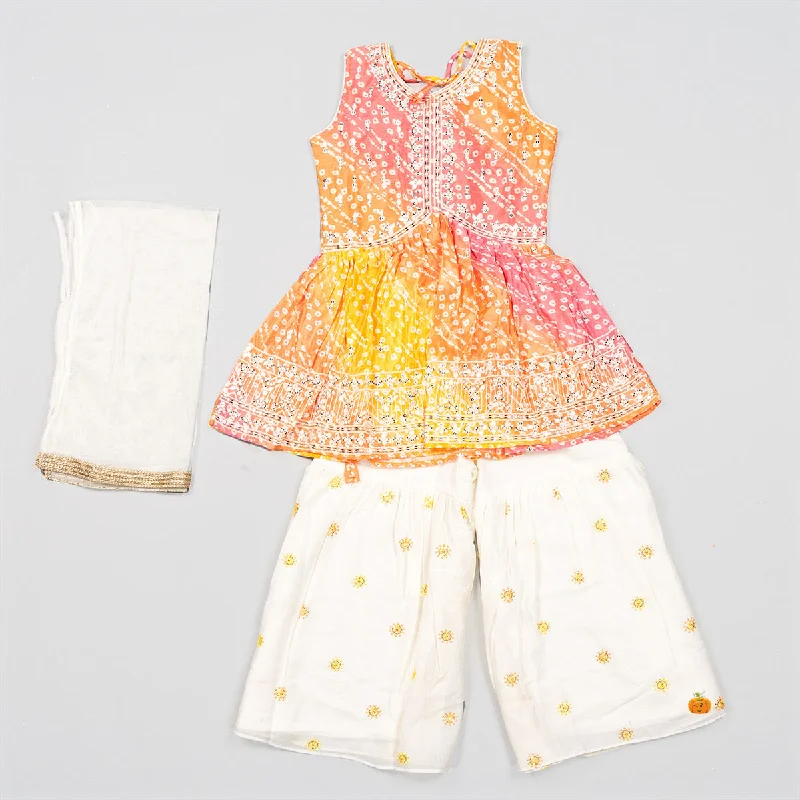 Closeout Bandhej Print Girls Palazzo Suit