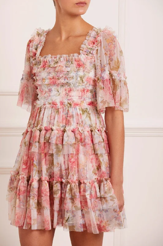Buy Now Summer Song Peaches Smocked Micro Mini Dress