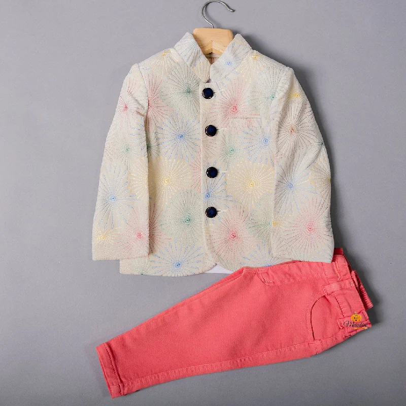 Super Deal Cream & Peach Jodhpuri Suit for Boys