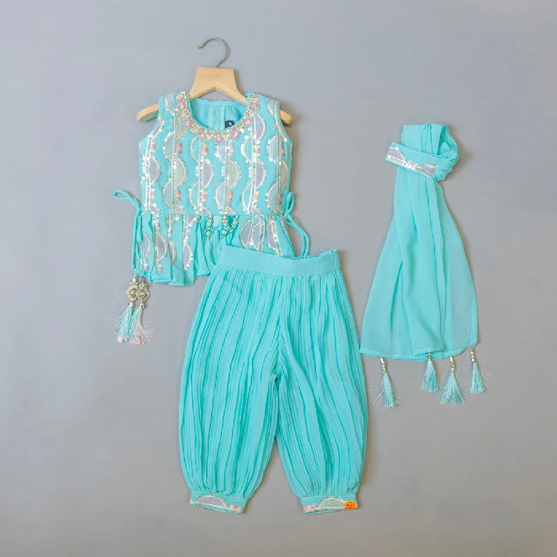 Special Savings Sea Green Girls Palazzo Suit